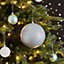 Silver effect Plastic Extra Large Bauble, Pack of 3