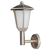 Silver effect Solar-powered LED Outdoor Lantern Wall light