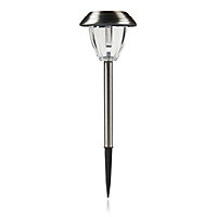 Silver effect Solar-powered LED Outdoor Spike light, Pack of 6