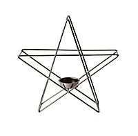 Silver effect Star Metal Tea light holder
