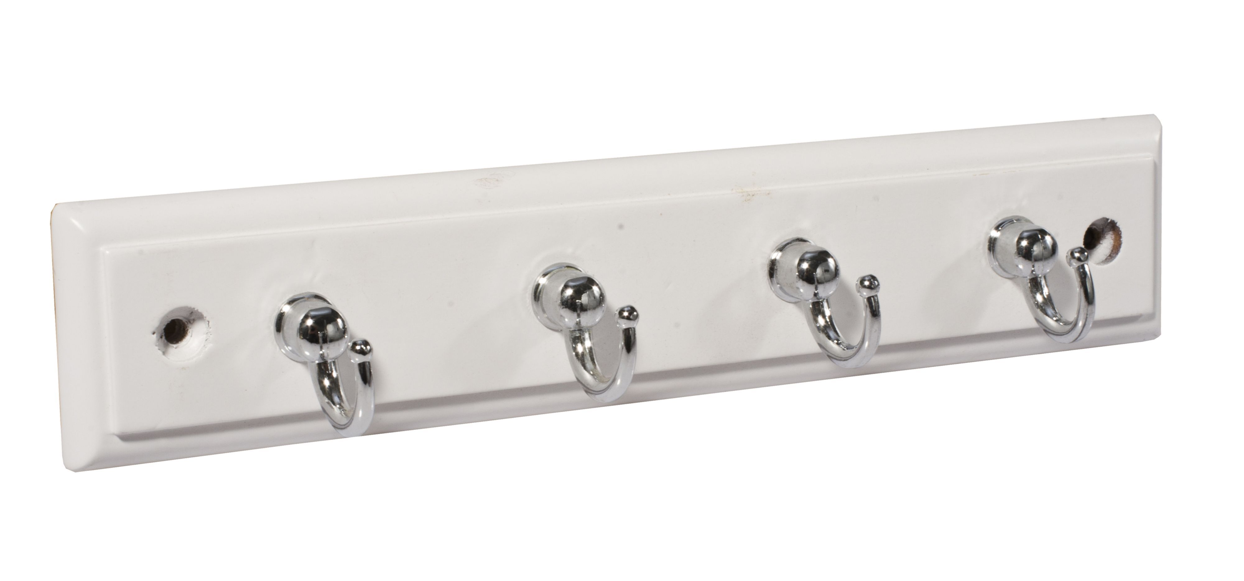 Silver effect White 4 Hook rail, (L)220mm