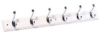 Silver effect White 6 Hook rail, (L)685mm (H)15mm