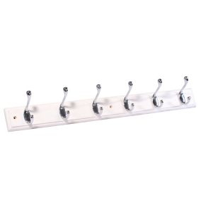 Silver effect White 6 Hook rail, (L)685mm (H)15mm