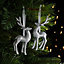 Silver Glitter effect 3D Reindeer Decoration of 2