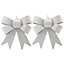 Silver Glitter effect Bow Decoration, Pack of 2
