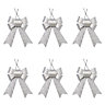 Silver Glitter effect Plastic Bow Decoration, Set of 6