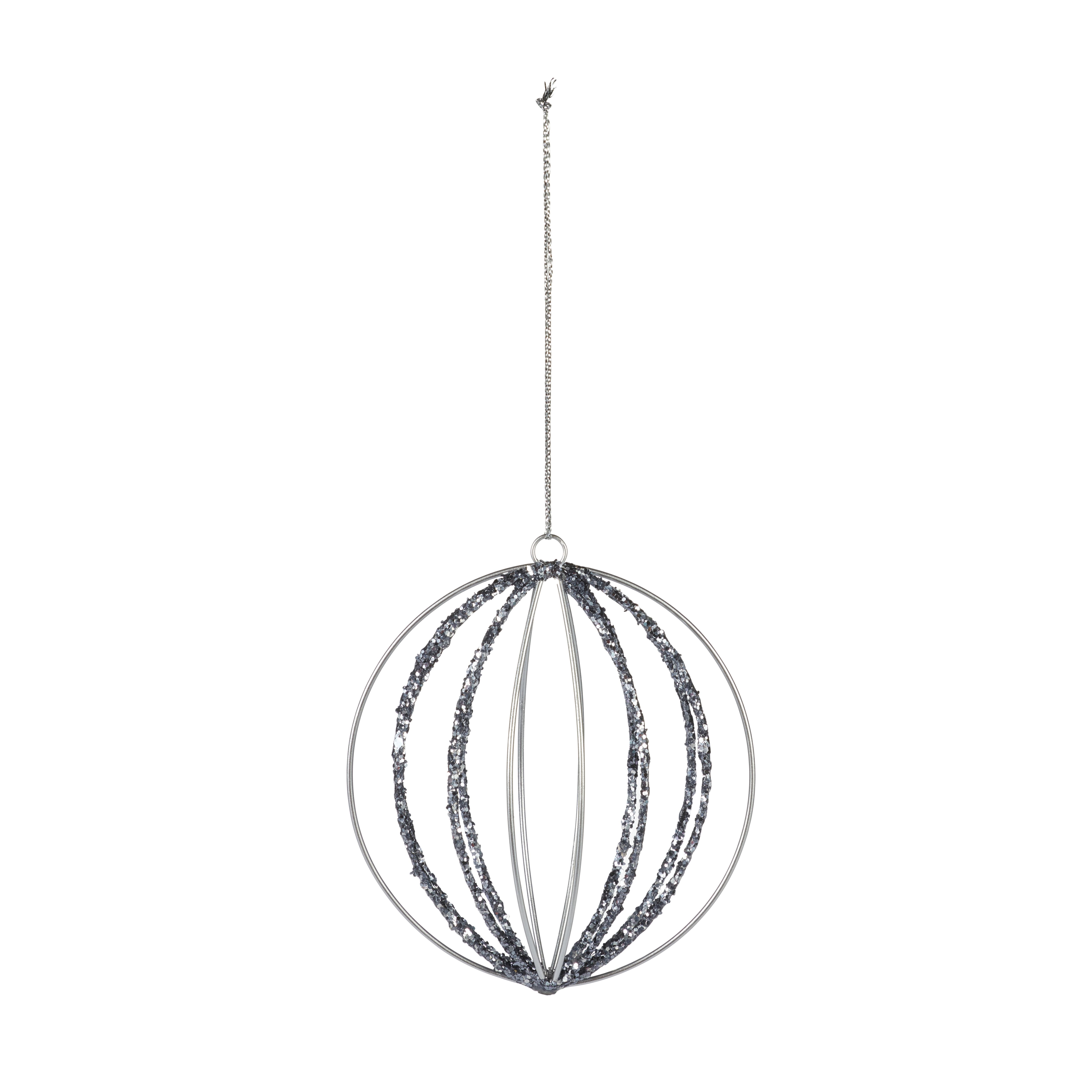 Silver Glitter effect Wire Bauble