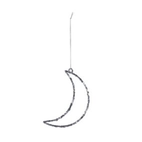 Silver Glitter effect Wire Crescent Moon Hanging ornament