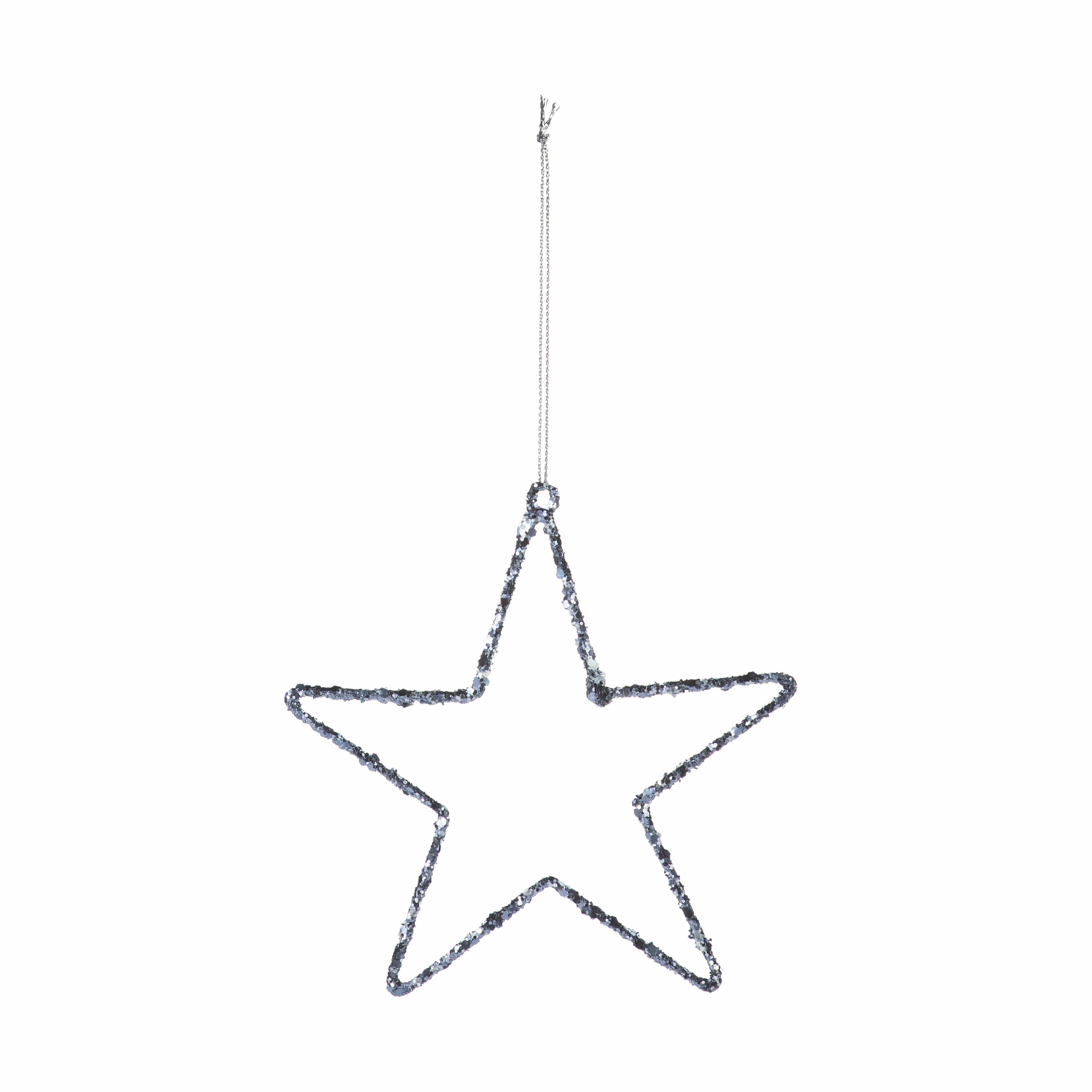 Silver Glitter effect Wire Star Hanging ornament