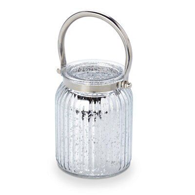 Silver mercury effect Glass & metal Lantern