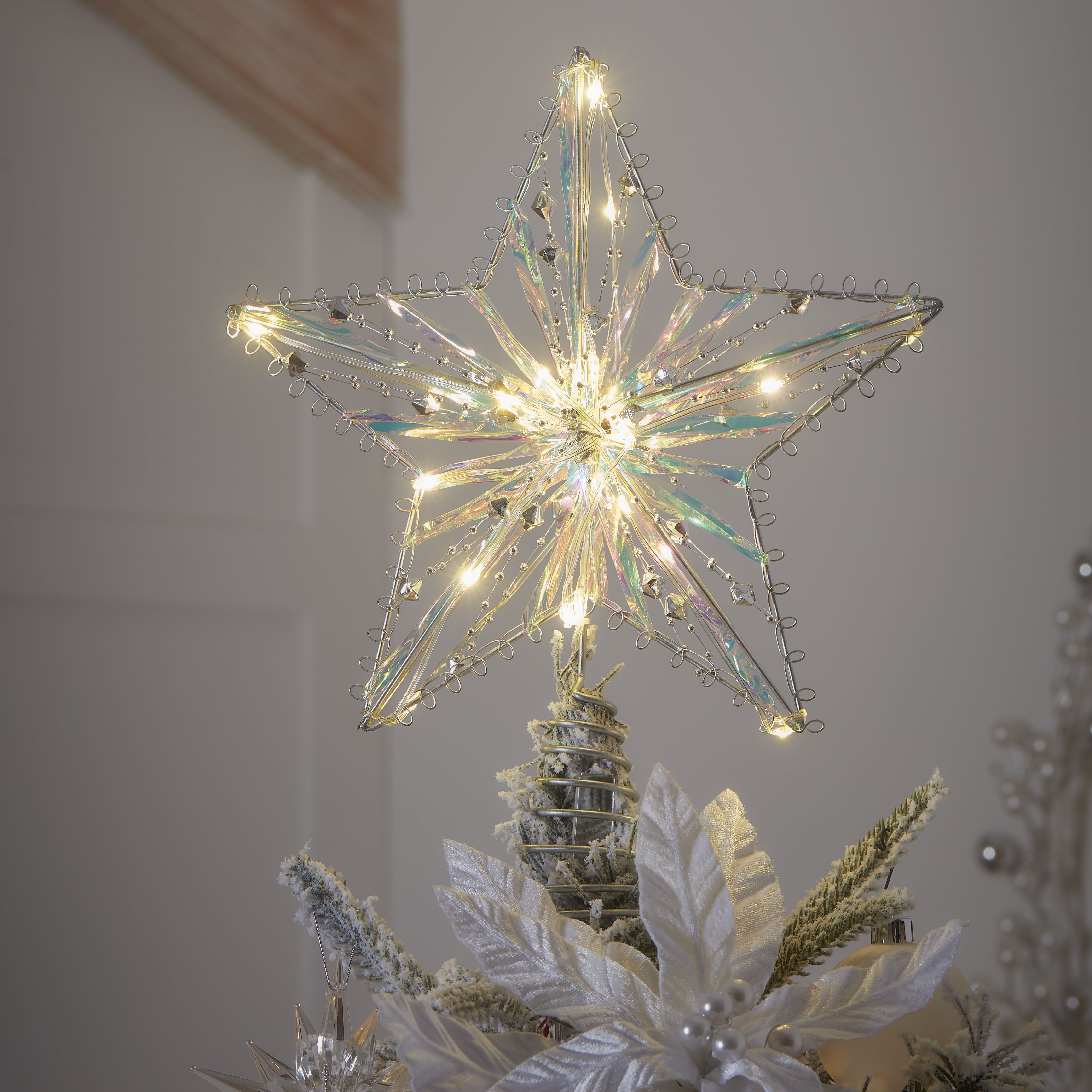 Silver Metallic effect Star Christmas tree topper