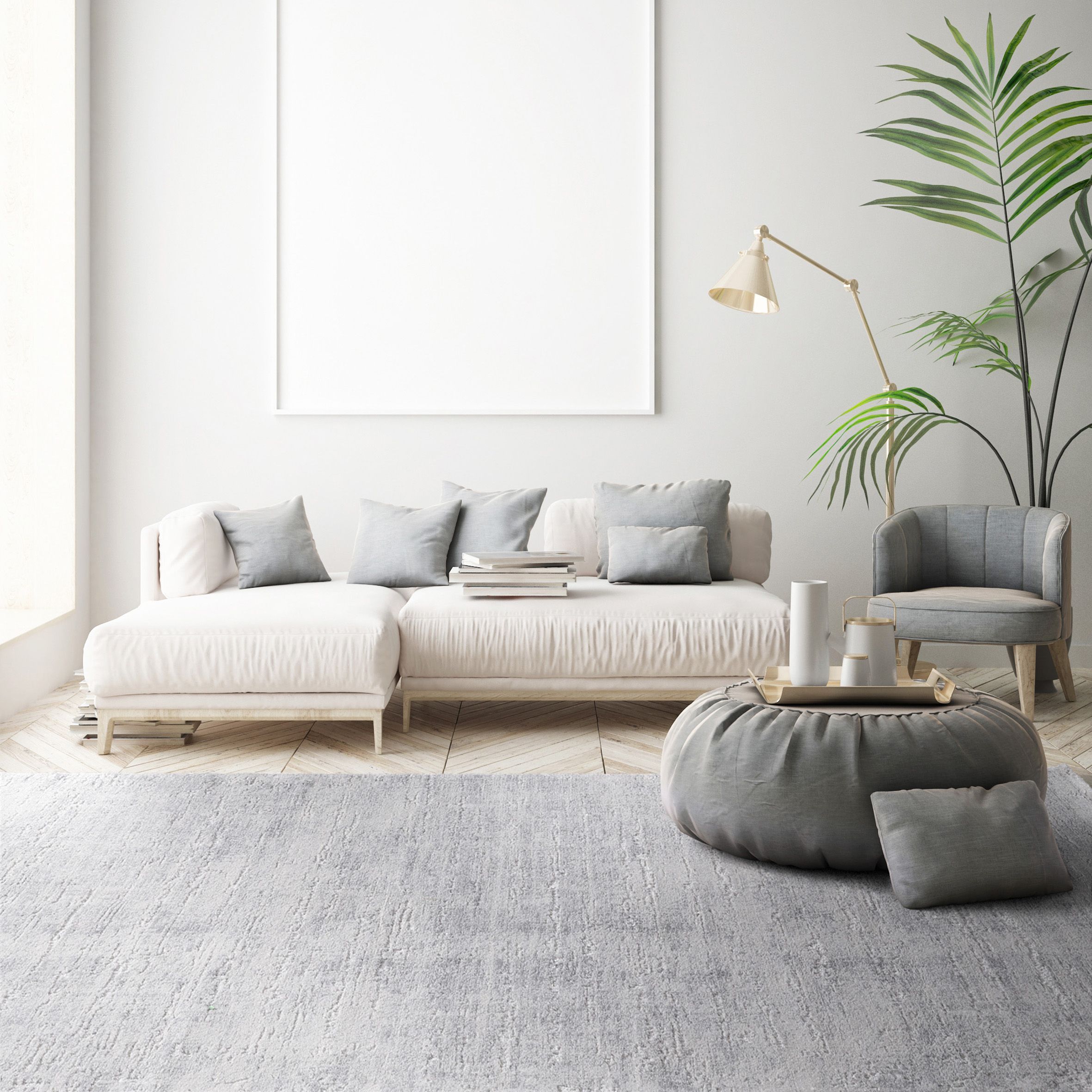 Silver Modern Extra large Rug, (L)290cm x (W)195cm