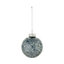 Silver & navy Glitter effect Plastic Speckled sequin Bauble