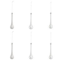 Silver Pearlescent effect Plastic Teardrop Decoration, Pack of 6