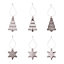Silver Plastic Star & tree Hanging decoration set, Set of 12