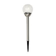 Silver Silver effect Crackled ball Solar-powered LED Outdoor Spike light
