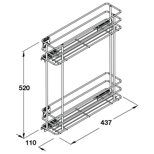 Silver Soft-close LH & RH 15cm Pull-out storage For 150mm cabinet