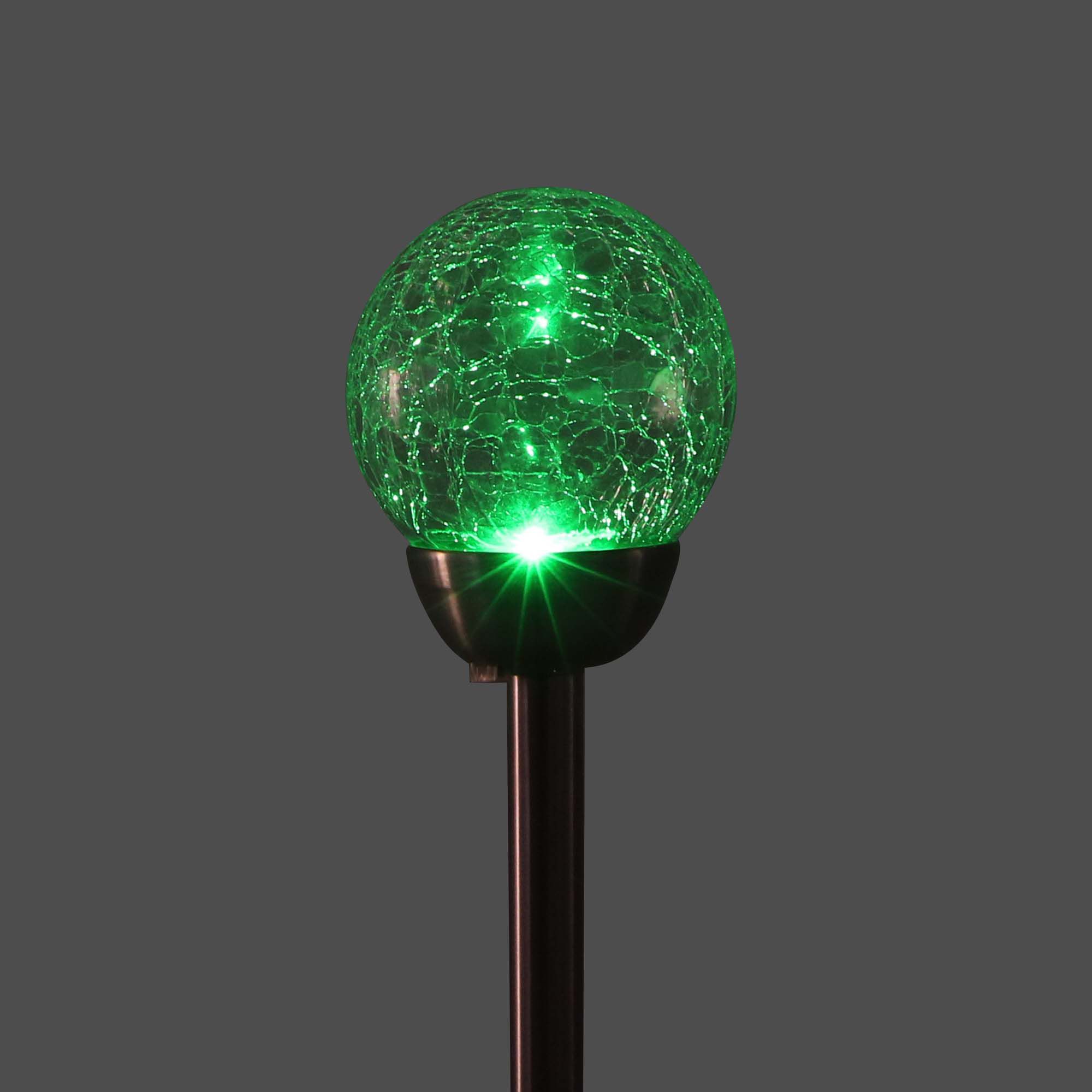 Silver Stainless steel effect Crackled ball Solar-powered Integrated LED Outdoor Stake light