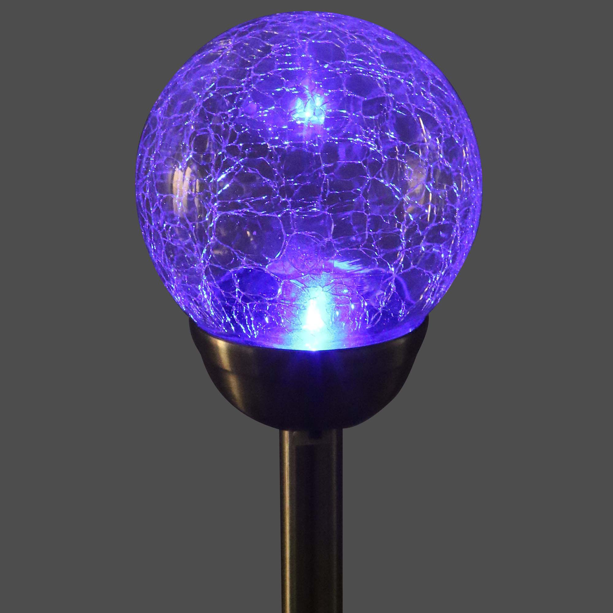 Silver Stainless steel effect Crackled ball Solar-powered Integrated LED Outdoor Stake light - 4