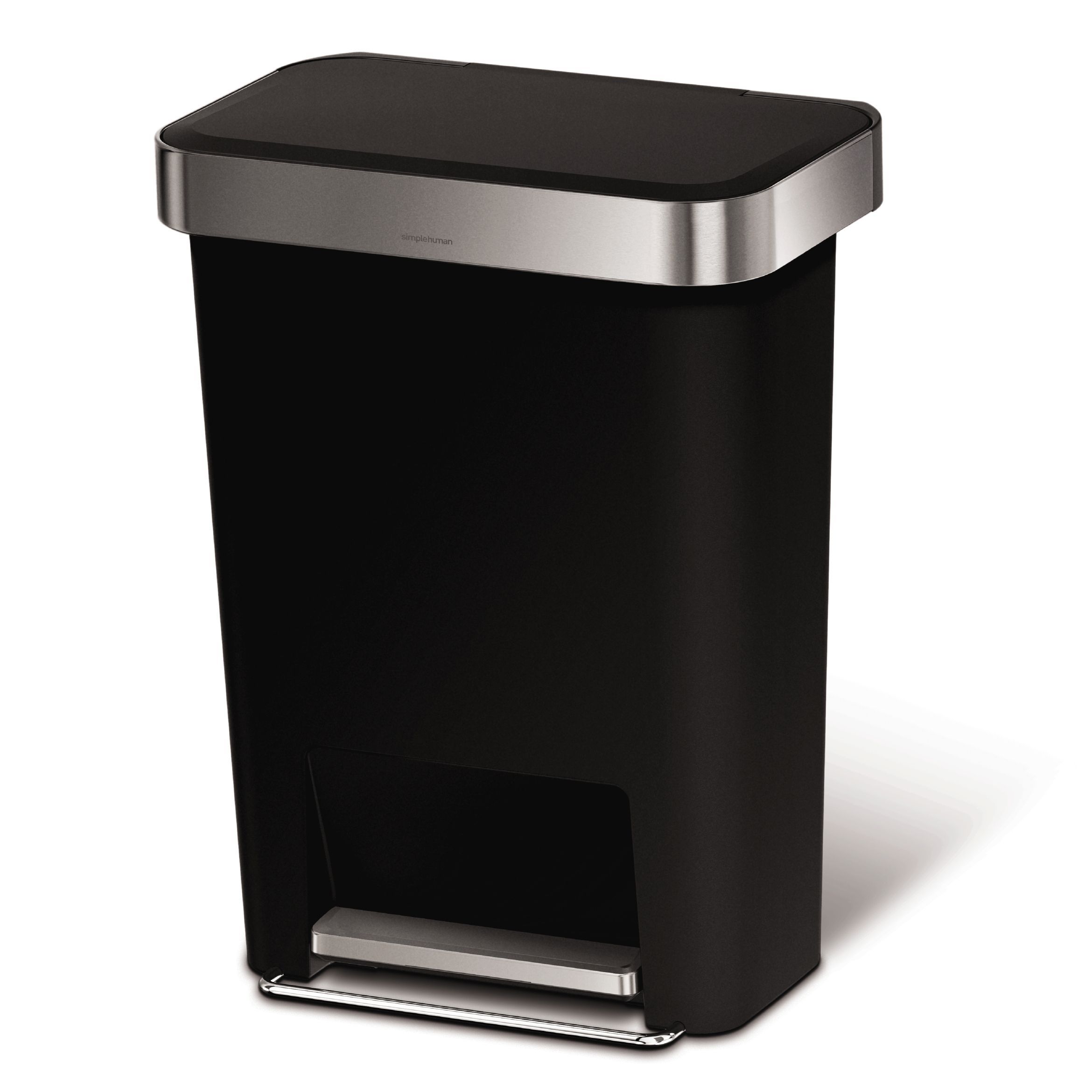 Simplehuman Black Metal & plastic Rectangular Kitchen bin, 45L DIY at B&Q