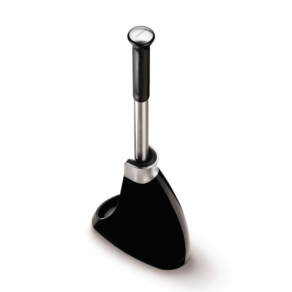 Simplehuman Gloss Black Toilet brush & holder DIY at B&Q