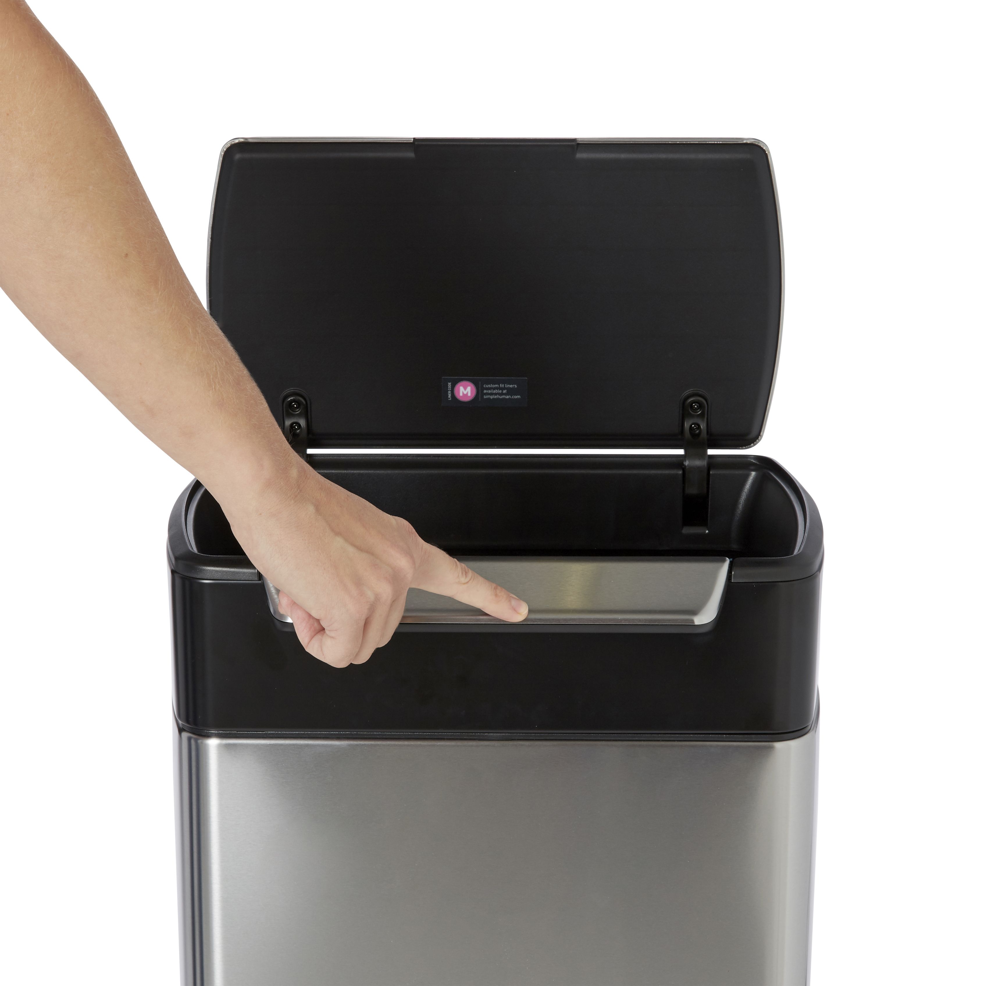 Simplehuman Gris, noir Metal Touch Bin - 40L