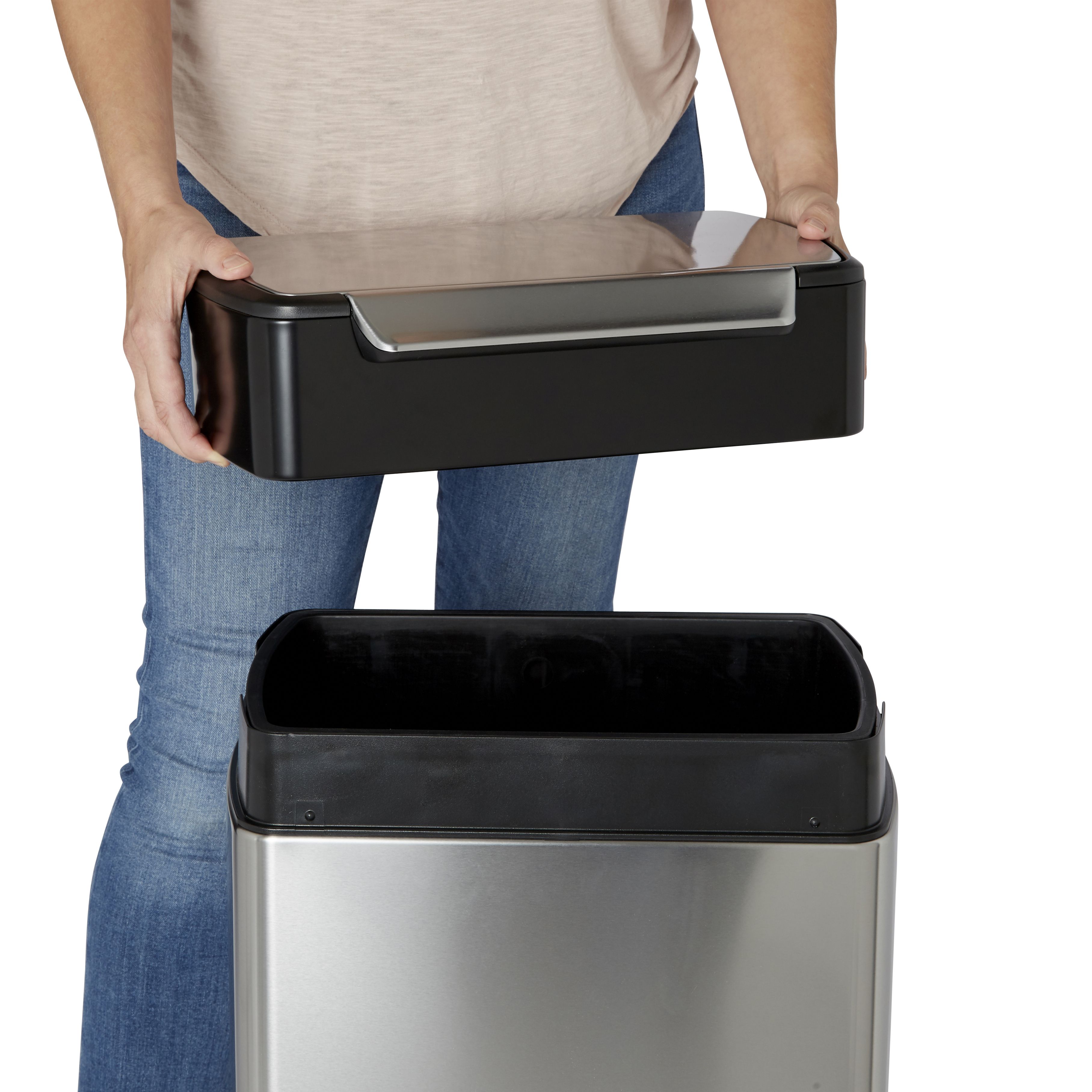 Simplehuman Gris, noir Metal Touch Bin - 40L