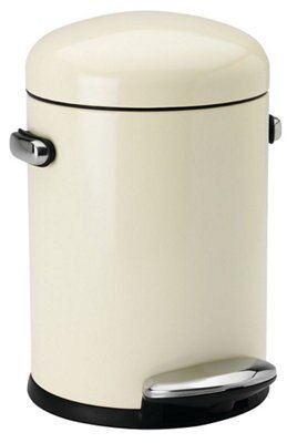 Simplehuman Retro Cream Metal Pedal Bin - 3L