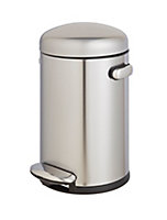 Simplehuman Silver Stainless steel Round Bathroom Pedal Bin, 4.5L