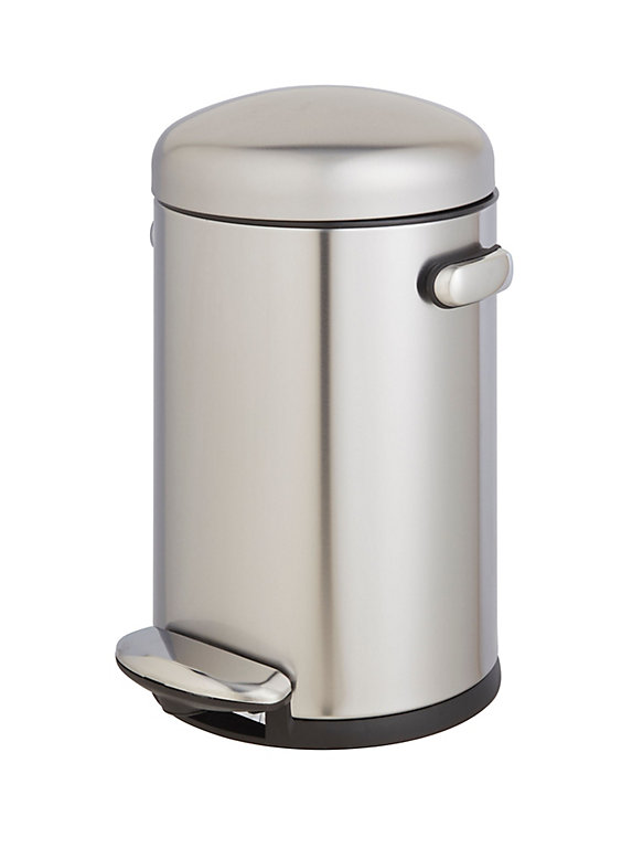 Simplehuman Silver Stainless steel Round Bathroom Pedal Bin, 4.5L | DIY ...