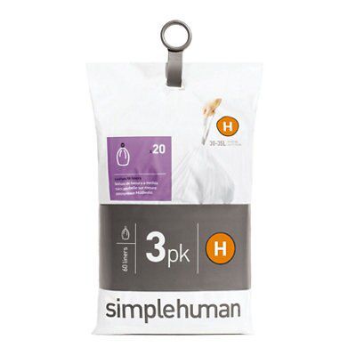 Simplehuman White Bin liner, Pack of 60