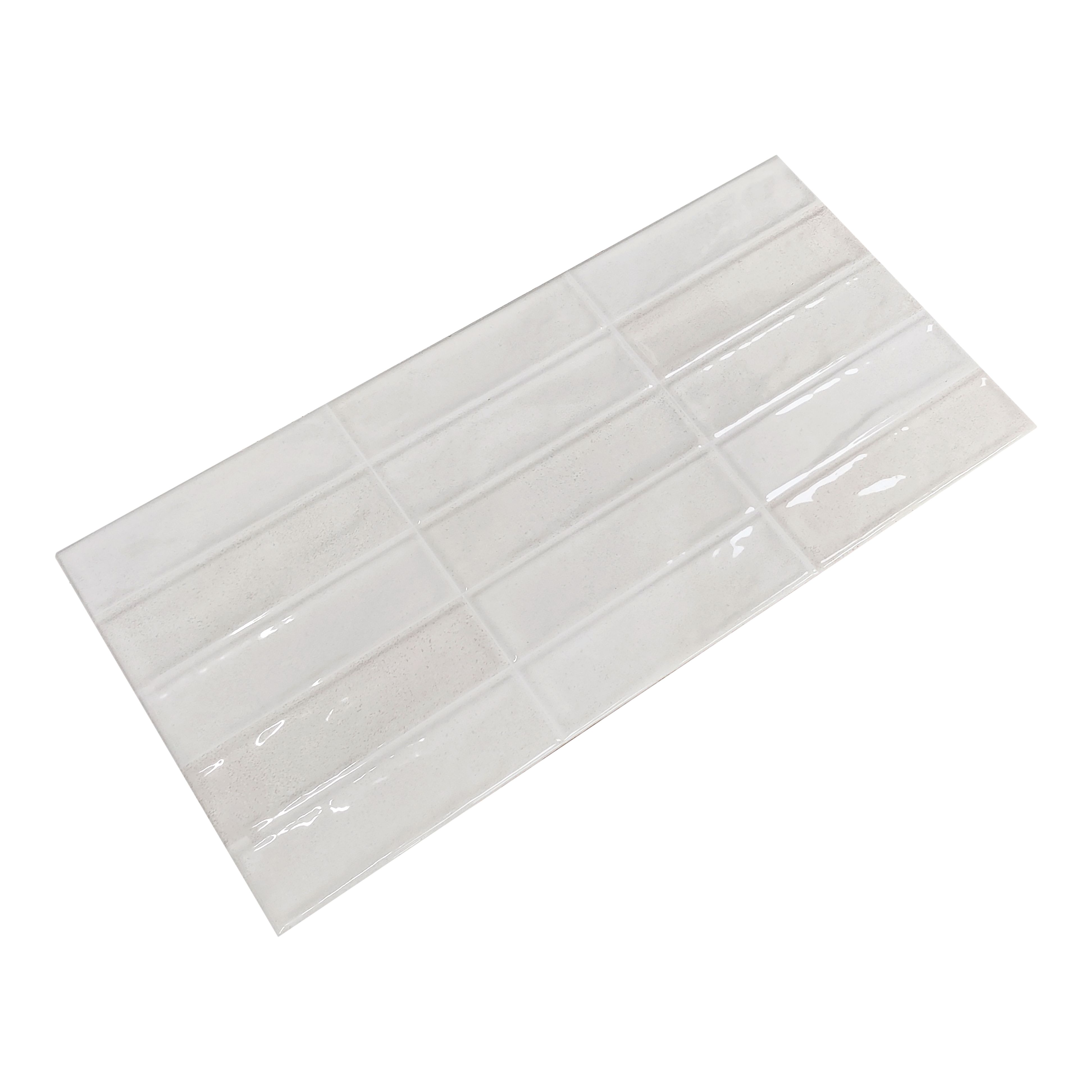 Sirene Off white Gloss Textured Ceramic Indoor Wall tile, Pack of 8, (L)605mm (W)305mm