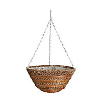 Sisal Rope & fern Round Rope Hanging basket, 35.56cm