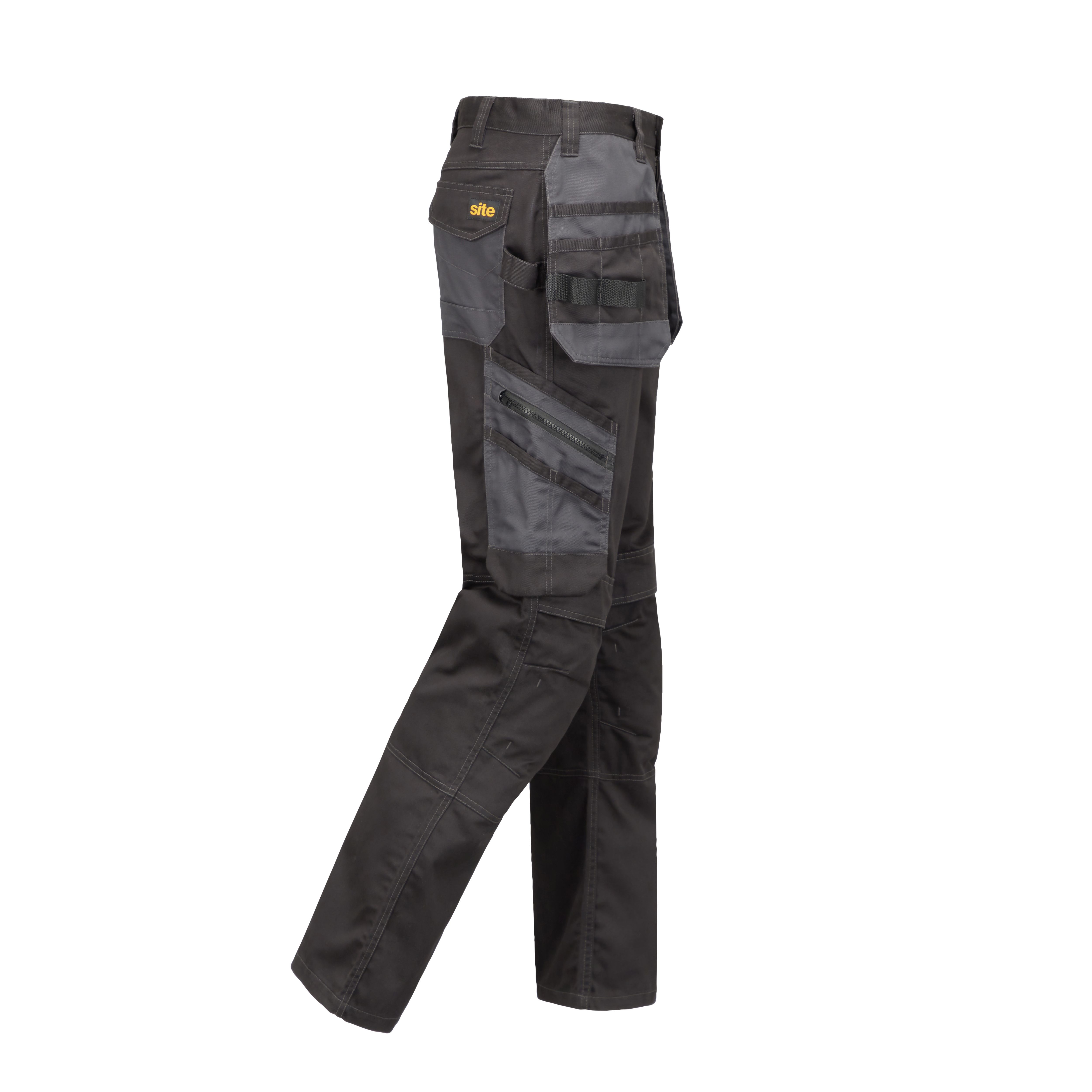 Site Coppell Black & grey Men's Holster pocket trousers, W34" L32"
