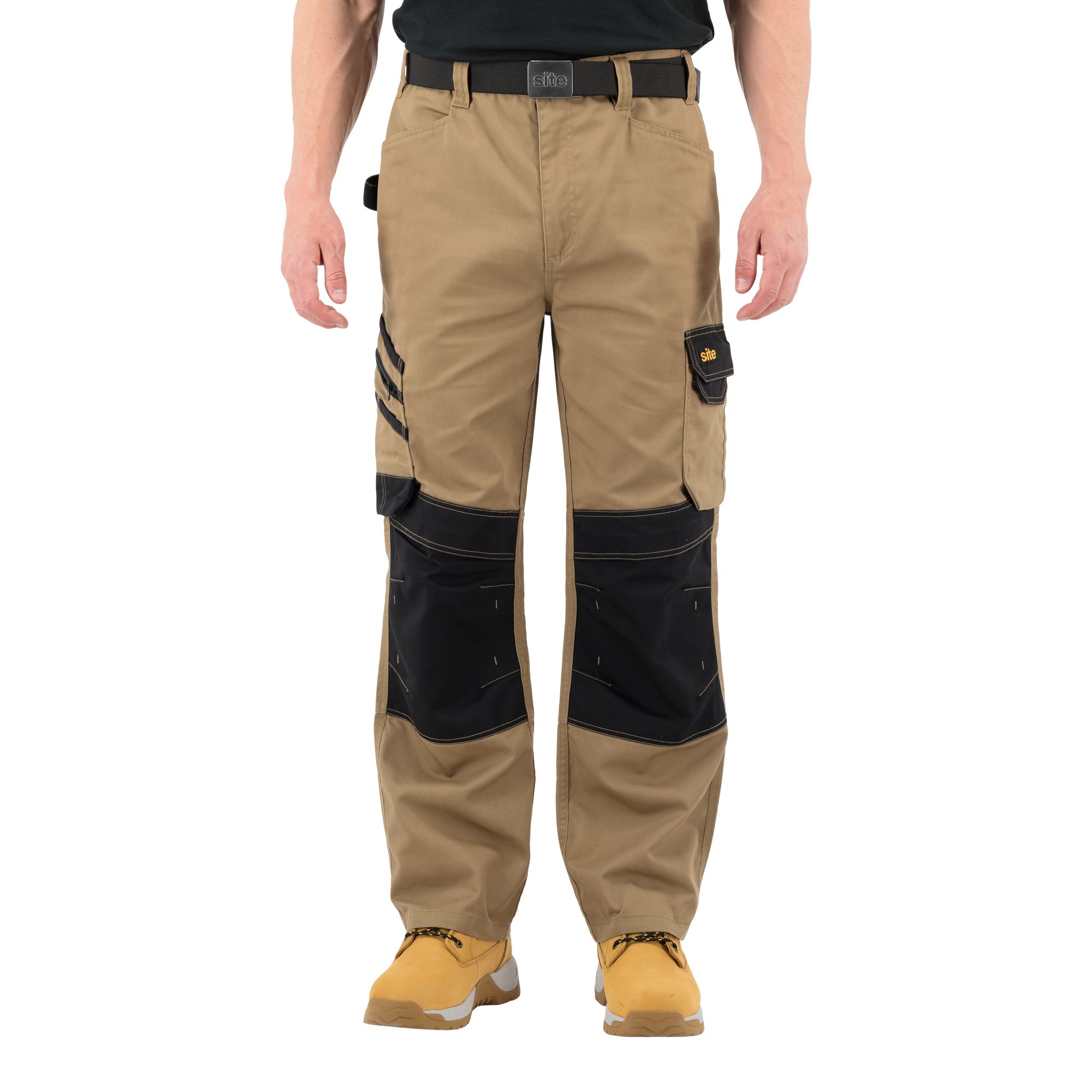Site Coppell Tan/Black Men's Holster pocket trousers, W34" L32"