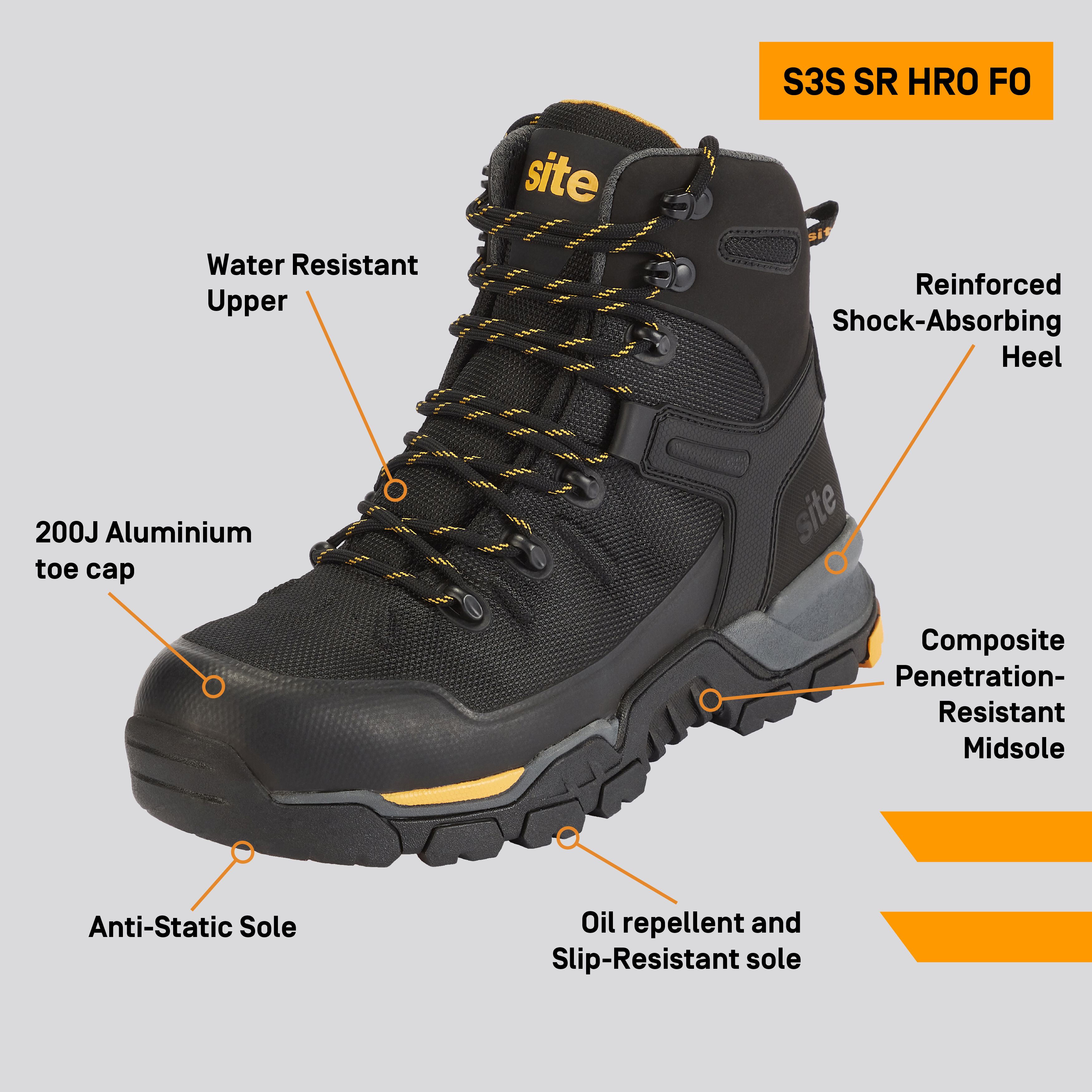 Site Densham Men's Black Safety boots, Size 10