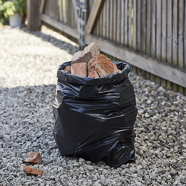 Site Heavy duty Black Rubble sack, 50L filled with rubble