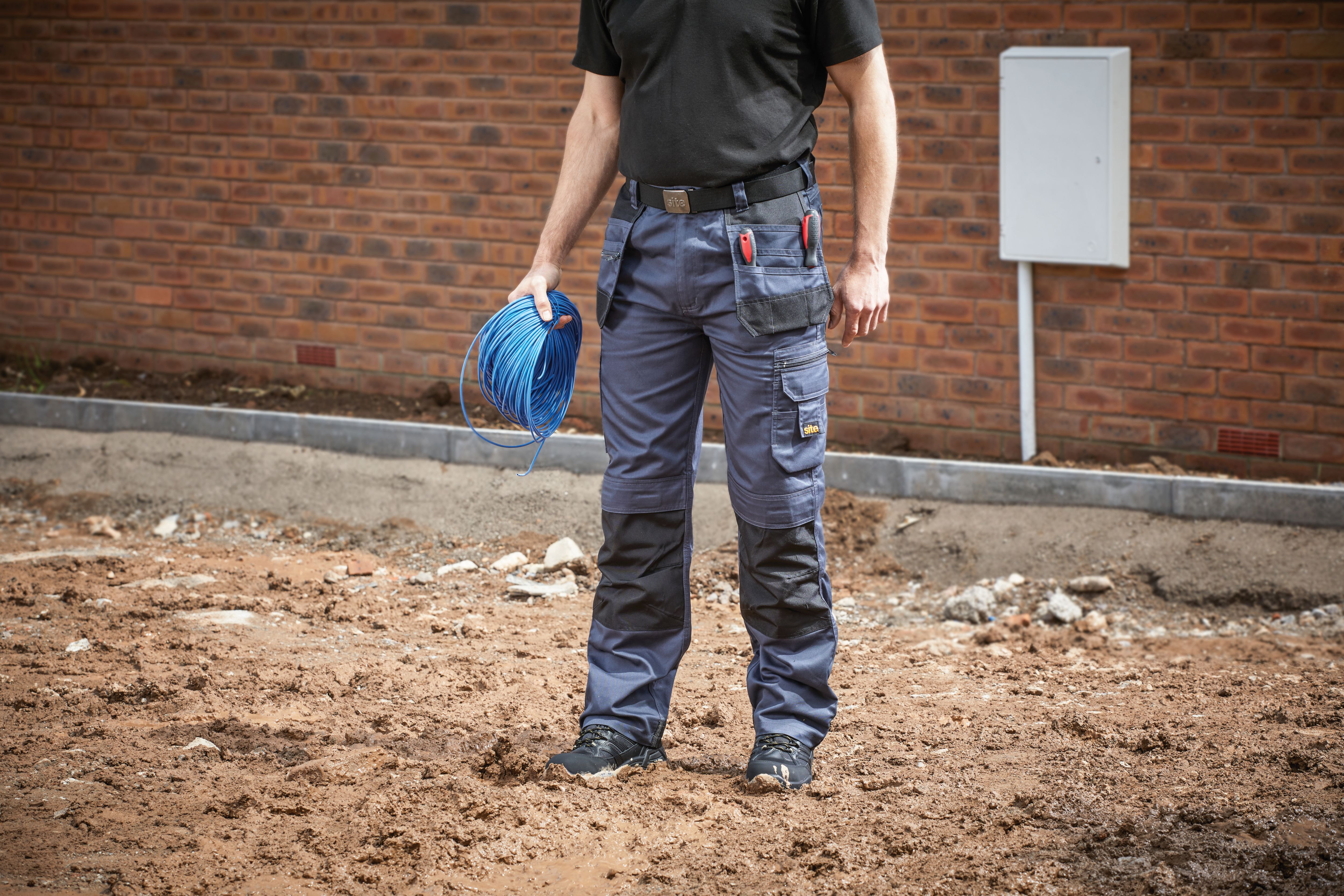 Site Jackal Grey Black Men S Trousers W40 L30 Diy At B Q