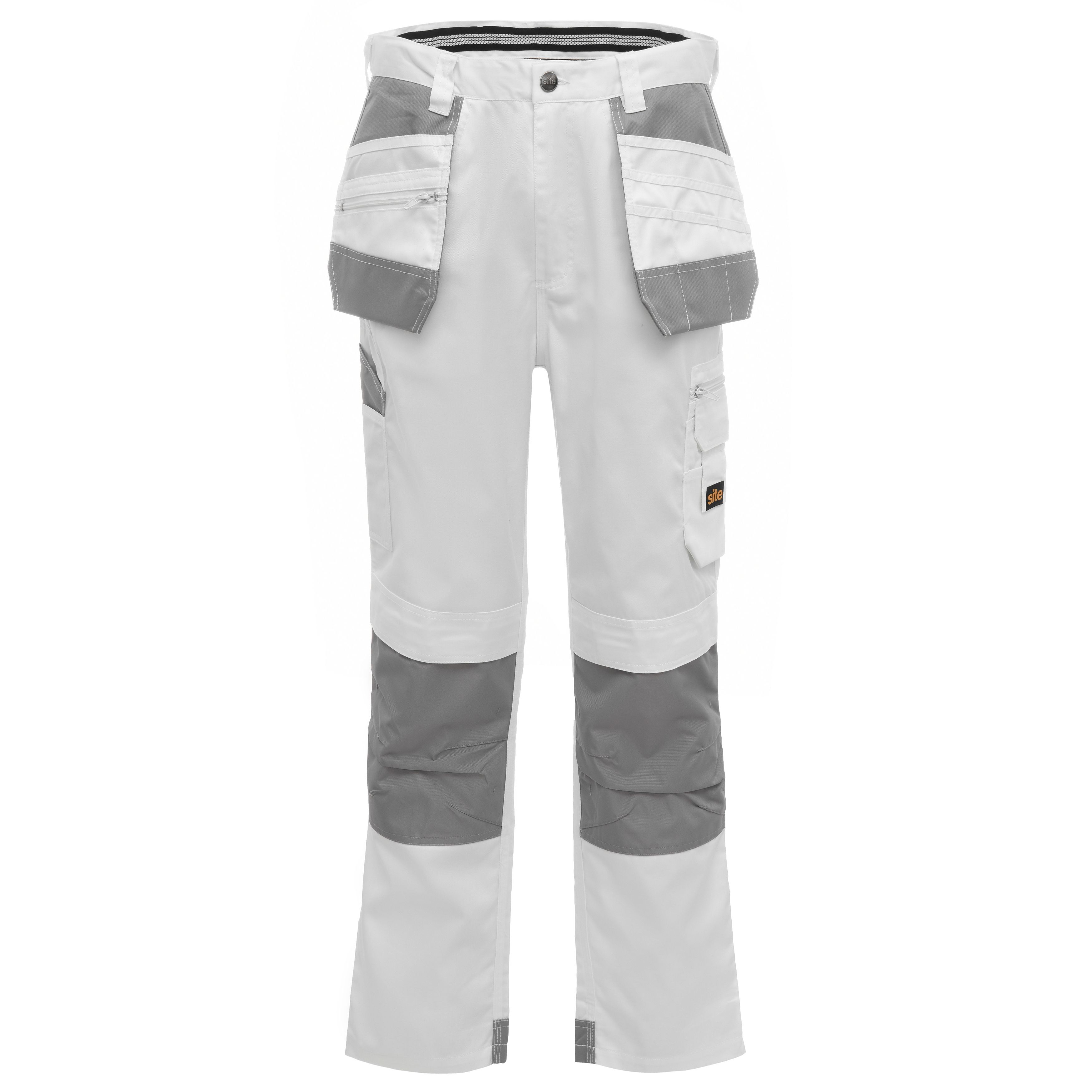 Site Jackal white and grey work trousers with holster and knee pad pockets