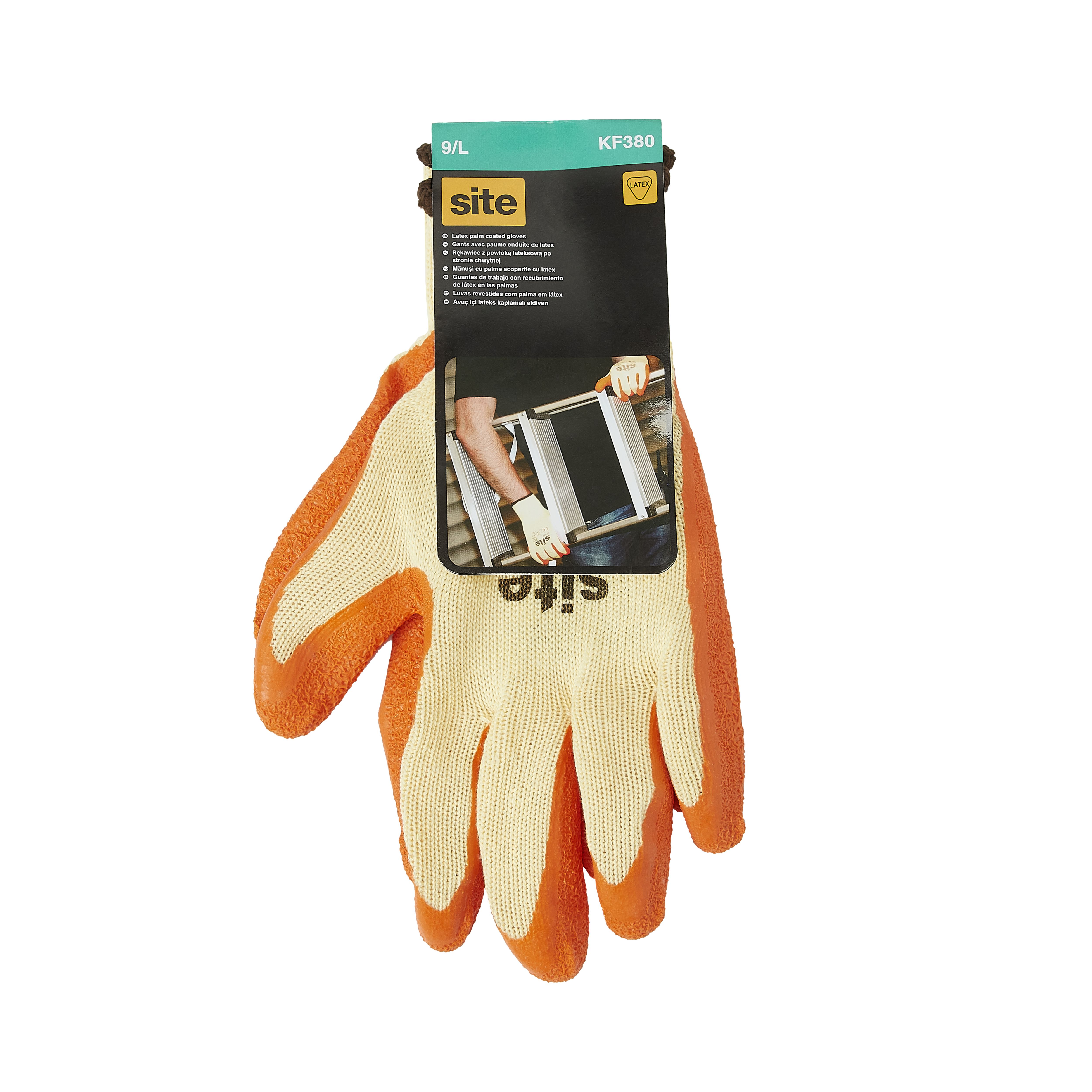 Site Latex & polycotton blend Orange Specialist General handling gloves, Large