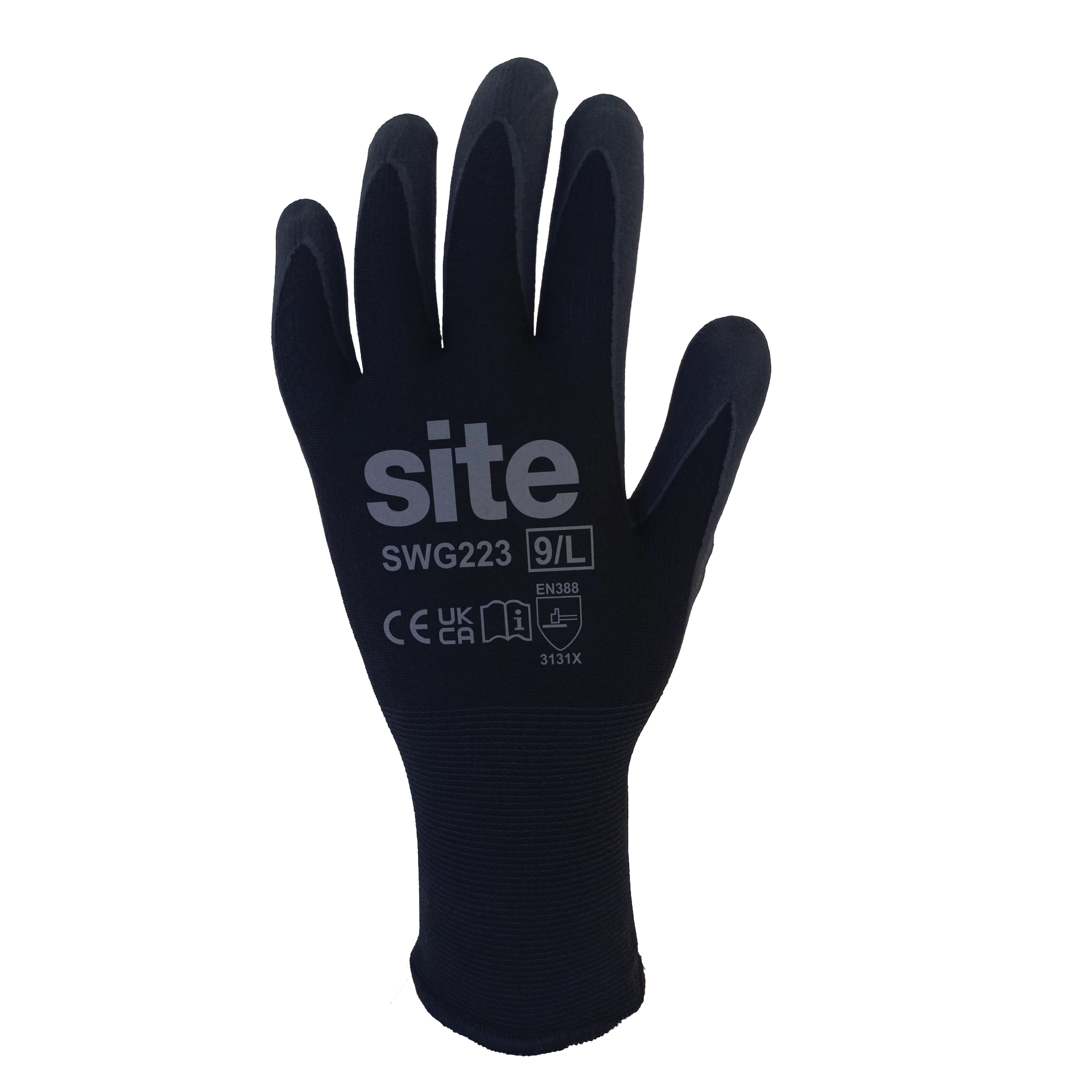 Site Nitrile Black & yellow Grip glove, Large