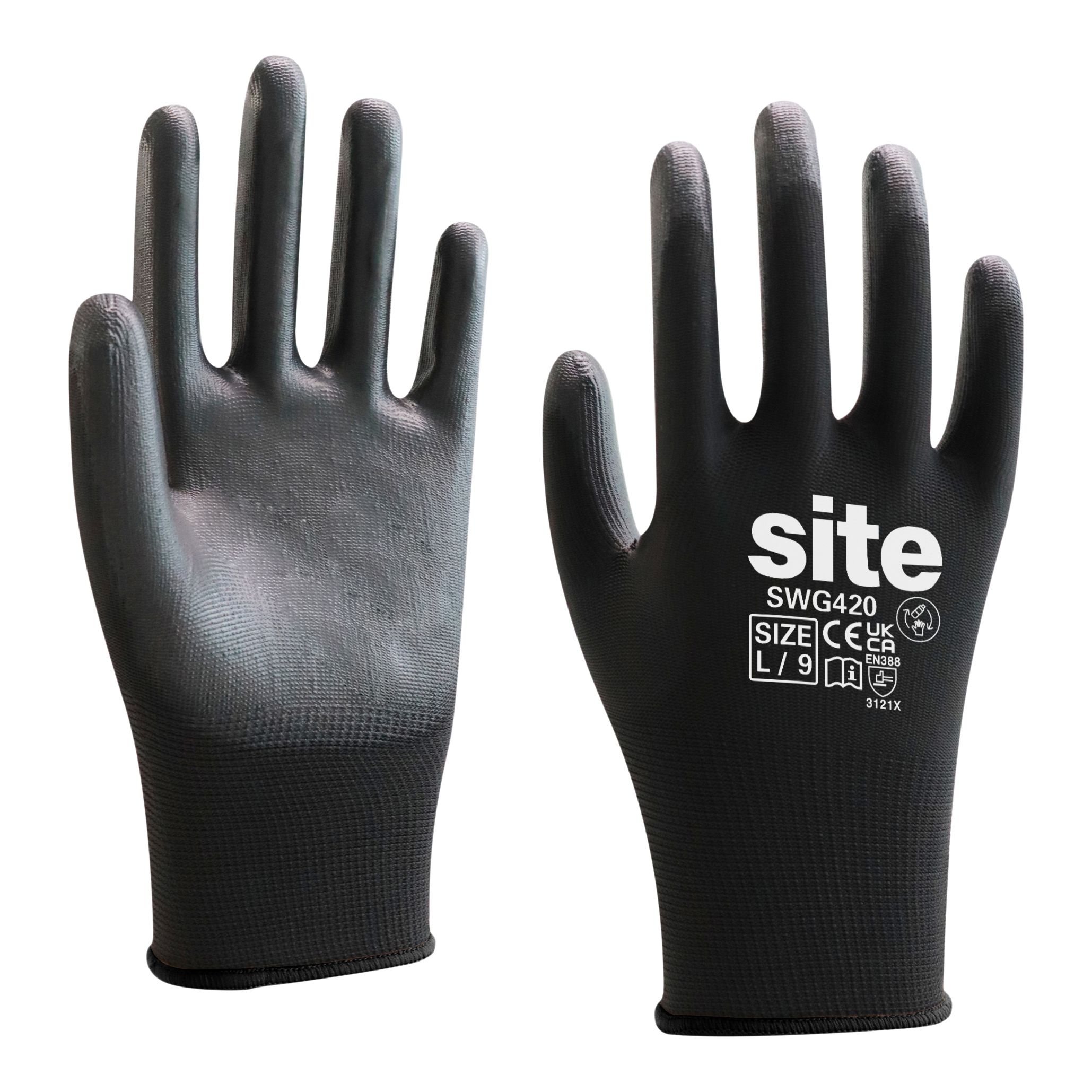 Site Nylon Black General handling gloves, Large