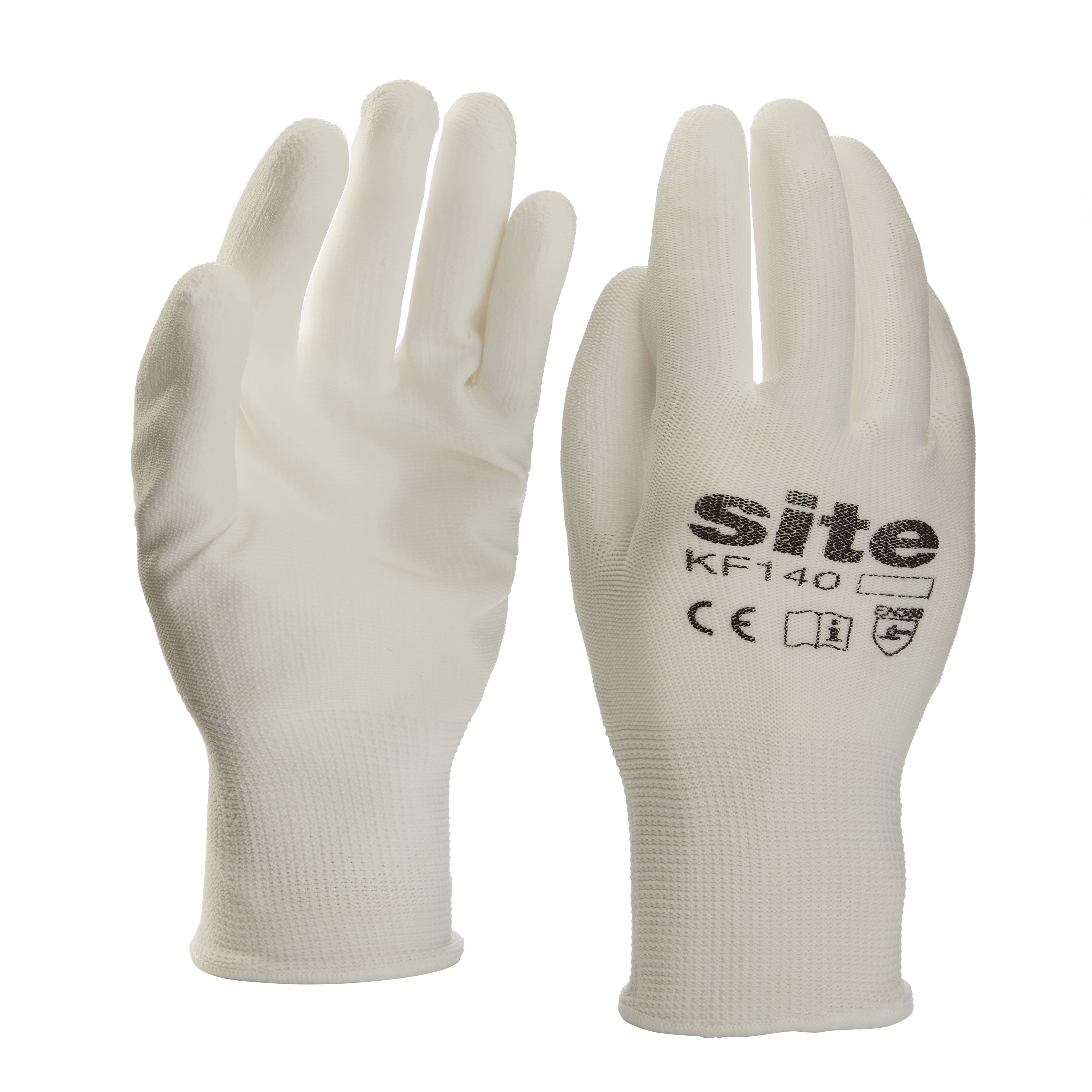 Site Polyester White Specialist General handling gloves, Large