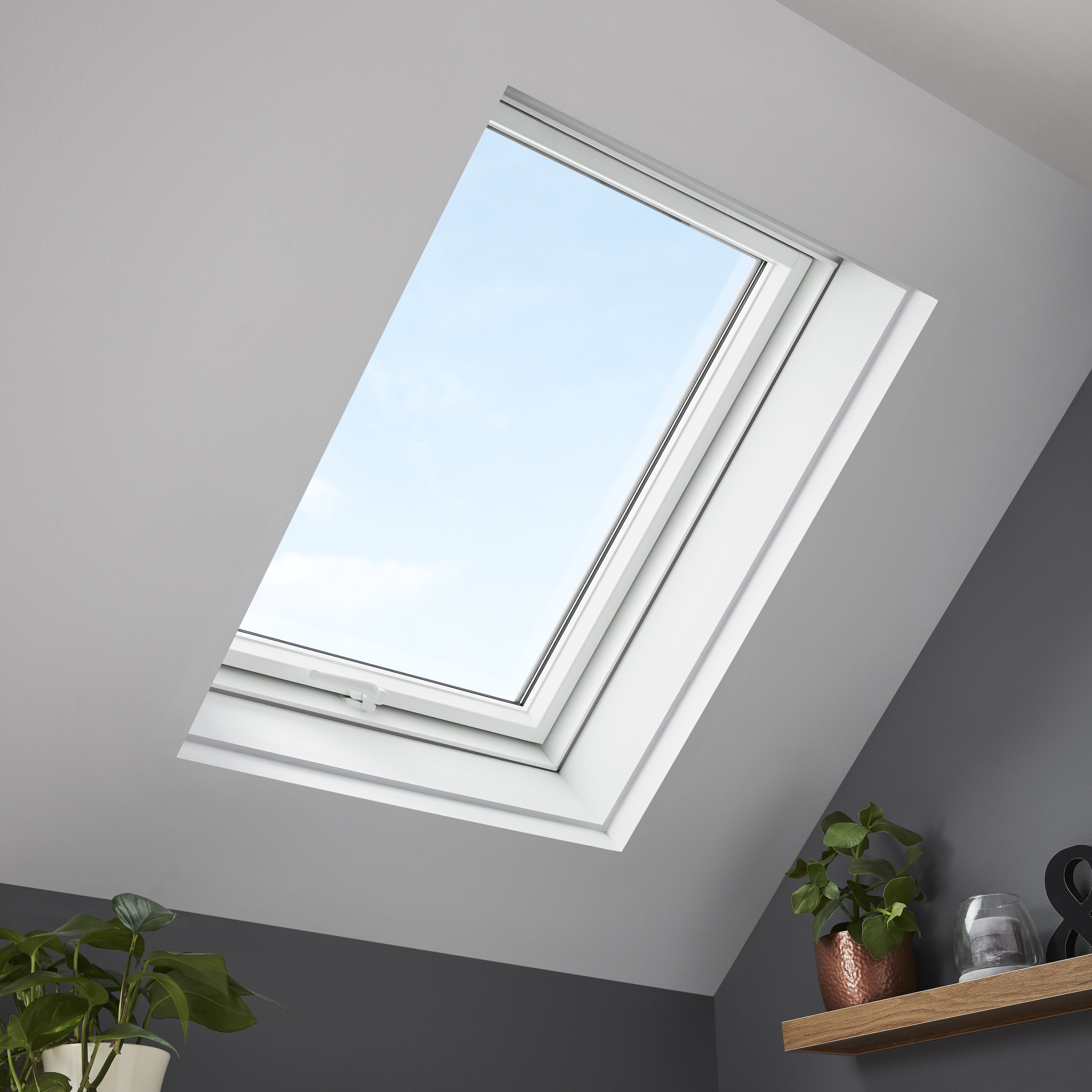Site Premium Anthracite Aluminium alloy Centre pivot Roof window, (H)1180mm (W)1140mm
