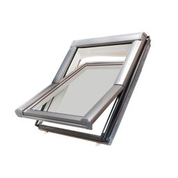 Site Premium Anthracite Aluminium alloy Centre pivot Roof window, (H)780mm (W)540mm