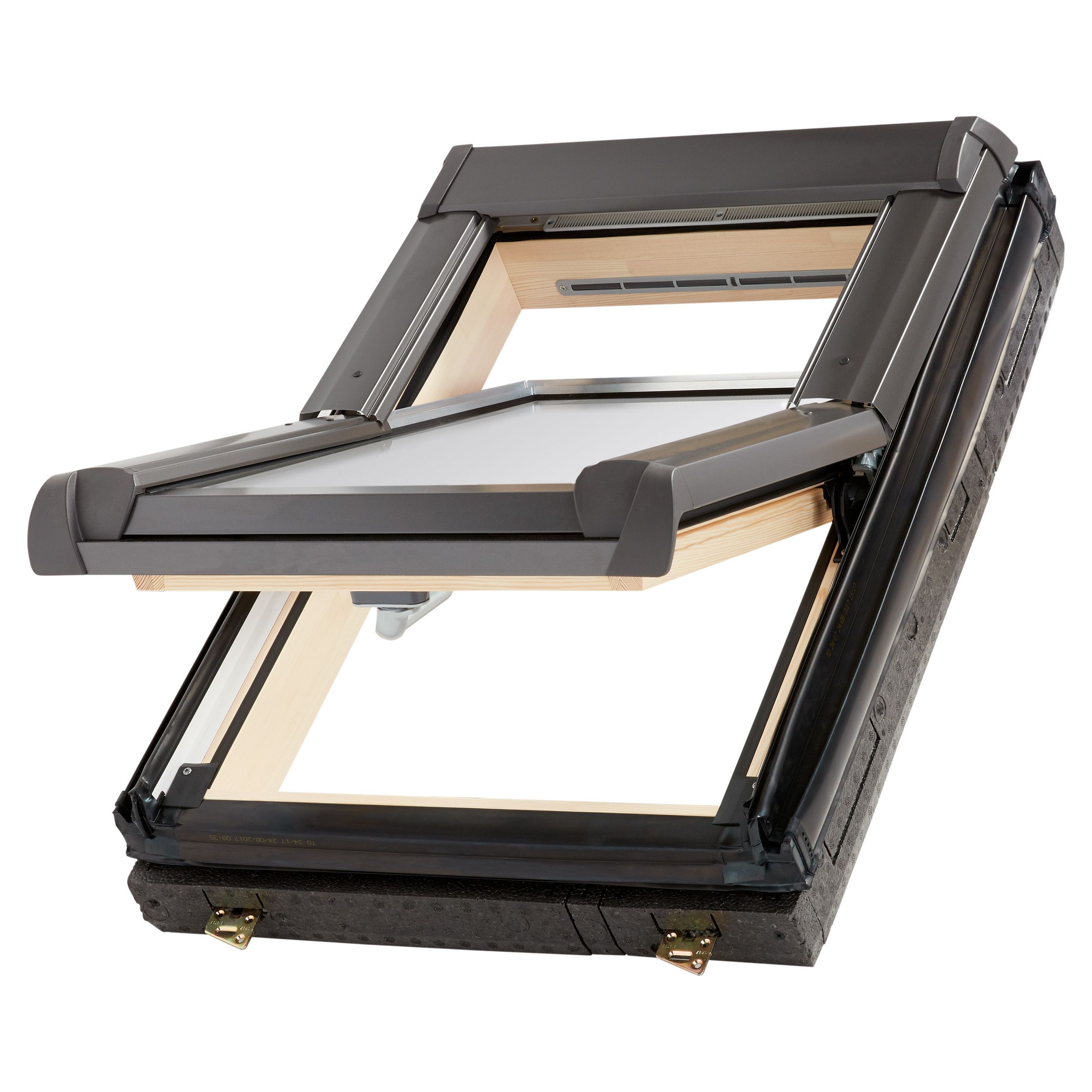 Site Standard Anthracite Aluminium alloy Centre pivot Roof window, (H)780mm (W)540mm