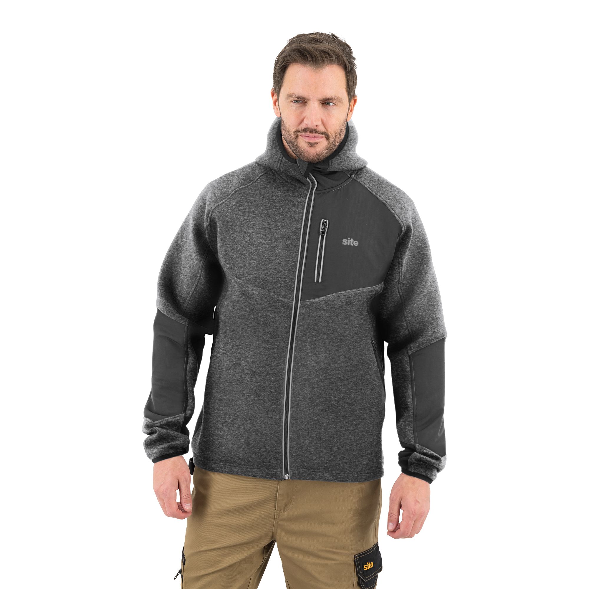 Site Suter Grey & black Men's Hooded sweatshirt Medium