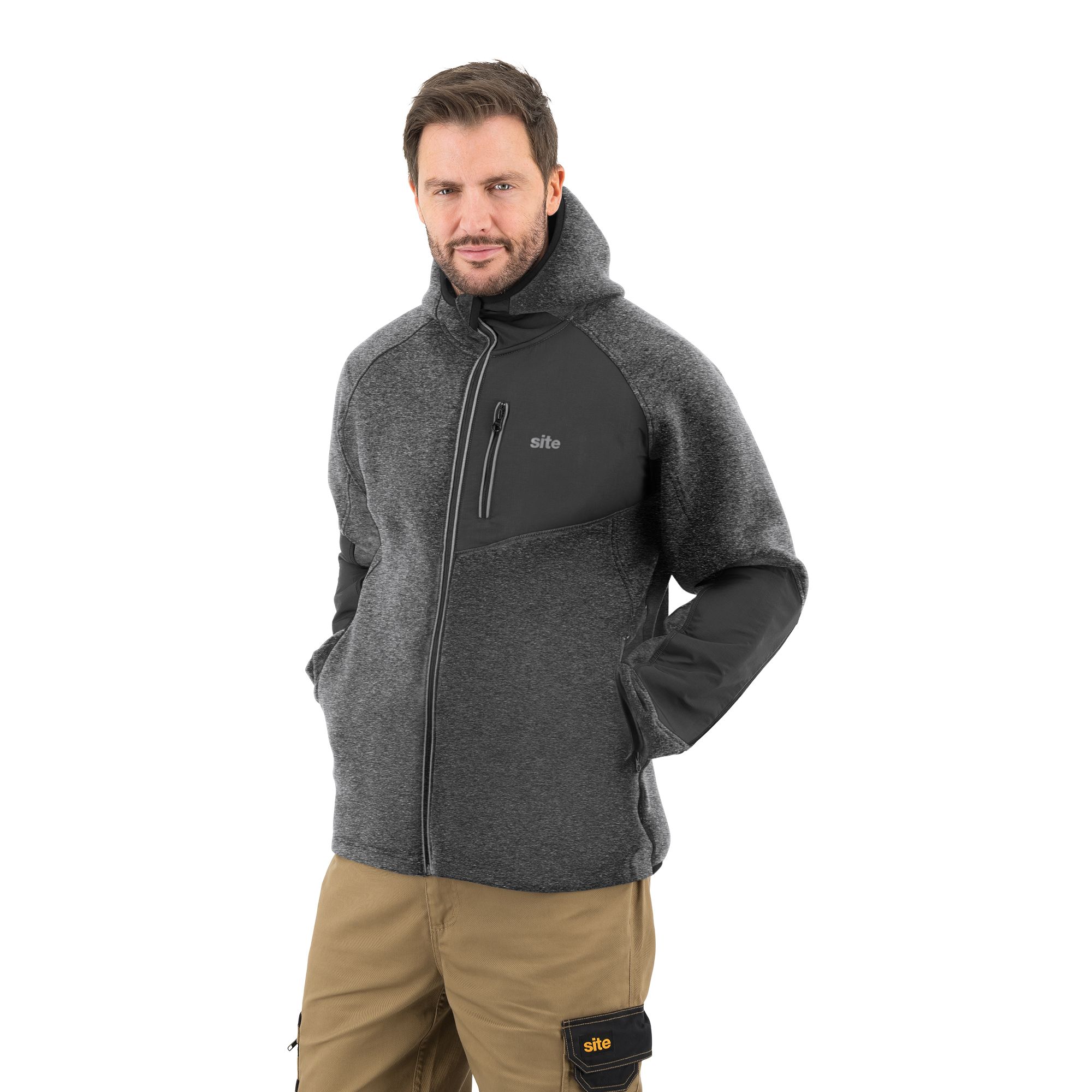 Site Suter Grey & black Men's Hooded sweatshirt Medium