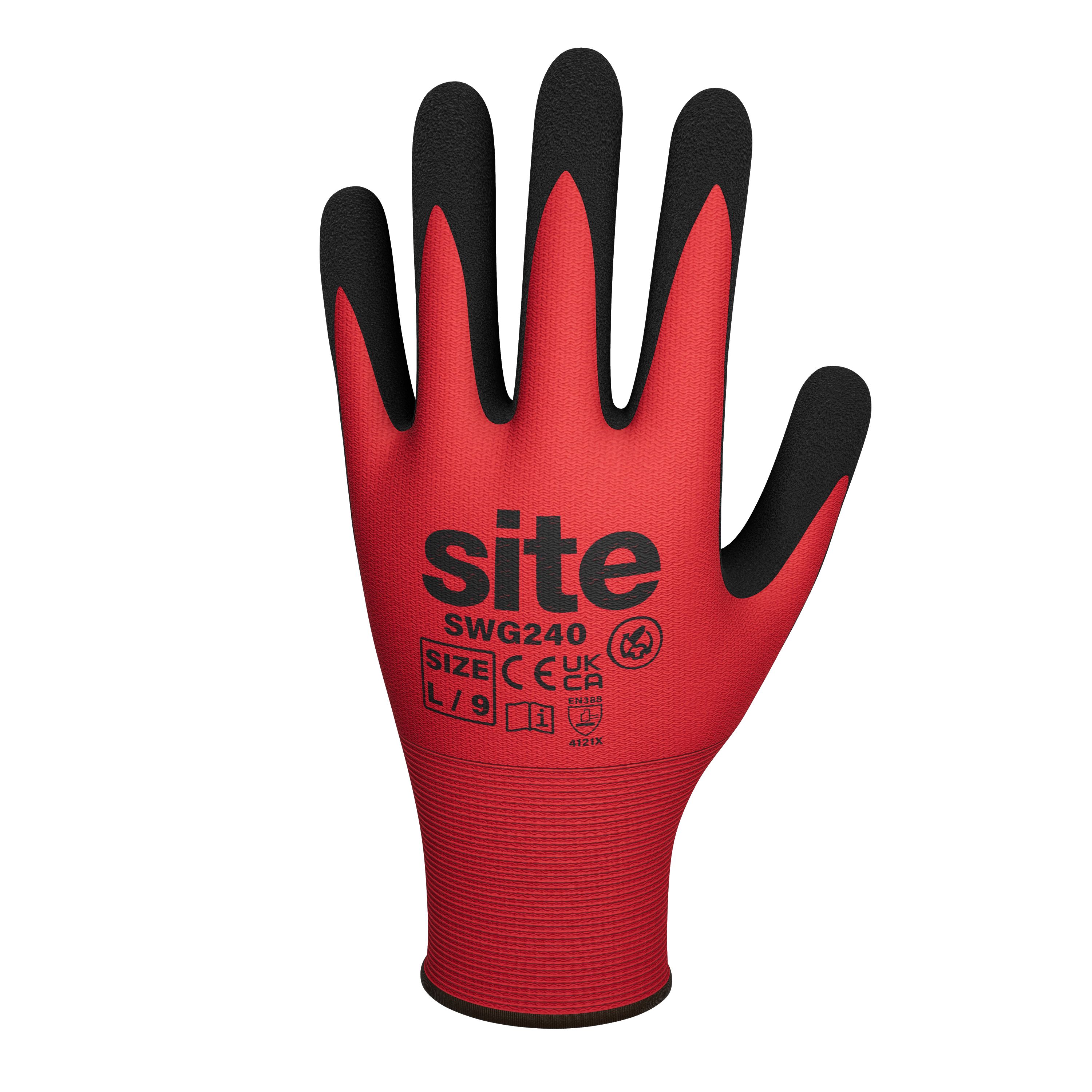 Site Synthetic Red & black General handling gloves, X Large