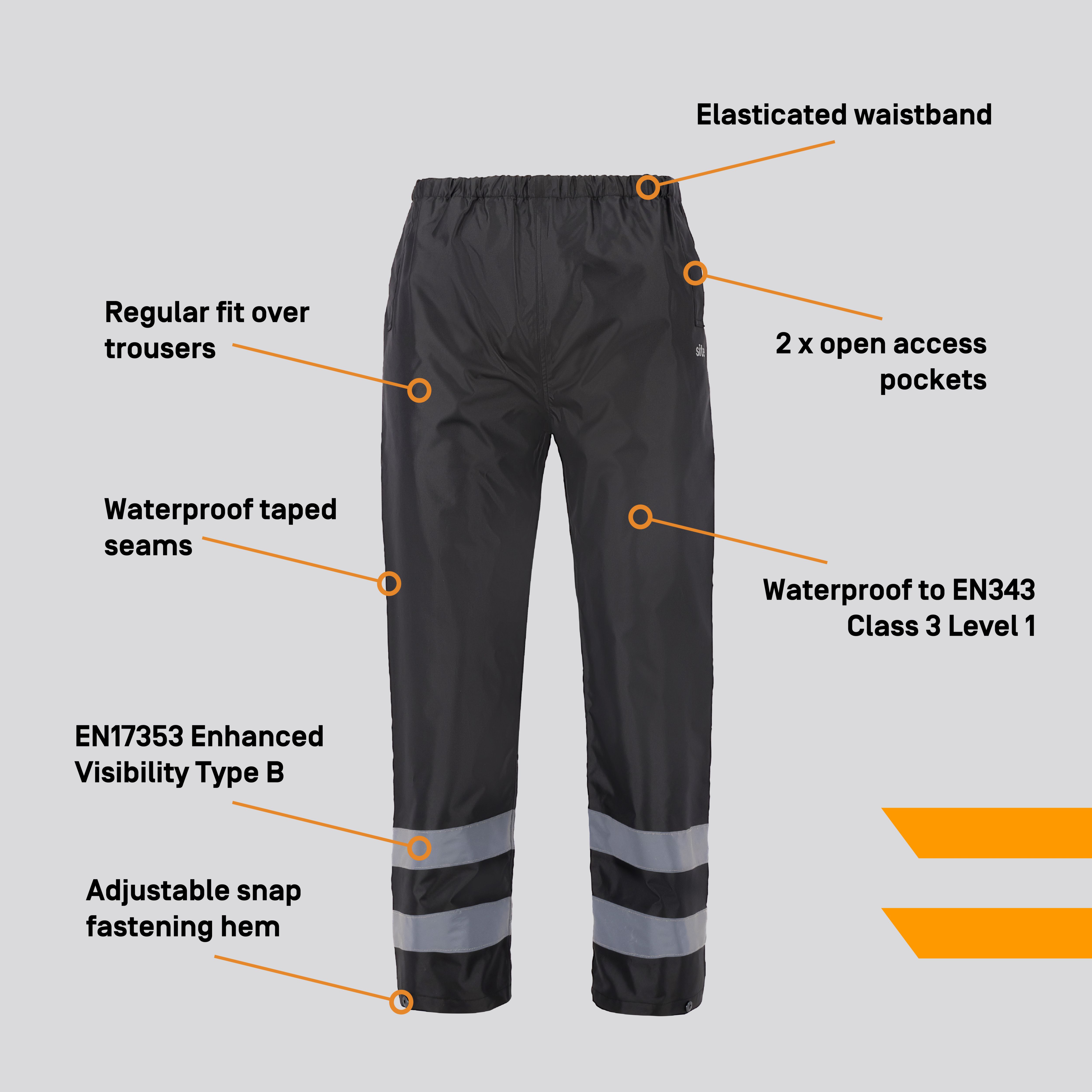 Site Wallinger Black Waterproof Trousers Large - 10